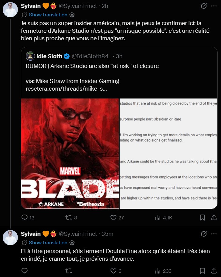 Sylvain Trinel comments about Arkane and Double Fine Xbox situation