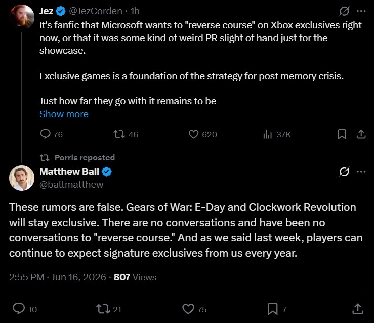 Matthew Ball denies Xbox reverse course exclusives rumors