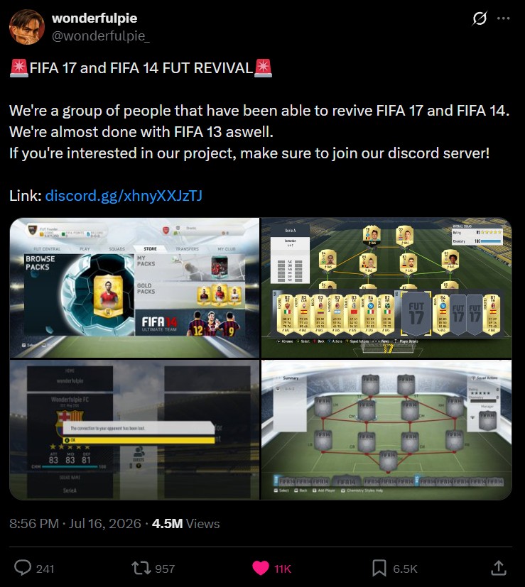 مشروع إعادة إحياء Ultimate Team في FIFA 14 وFIFA 17