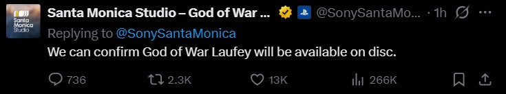 تأكيد Santa Monica Studio إصدار God of War Laufey على الأقراص