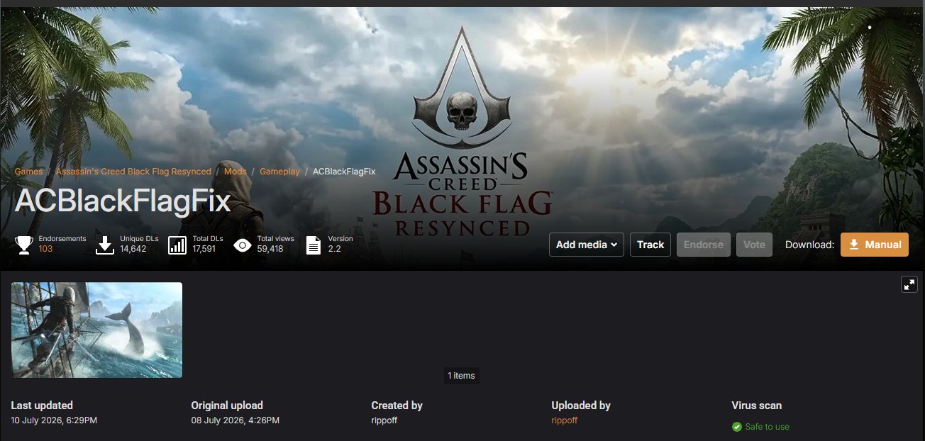 مود ACBlackFlagFix للعبة Assassin's Creed Black Flag Resynced
