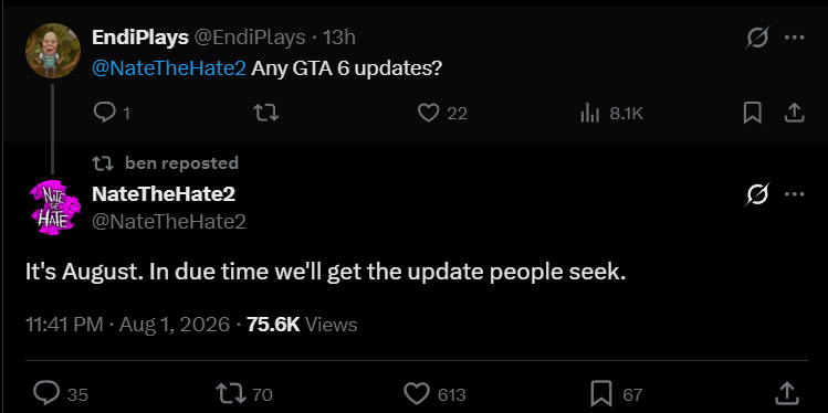 تصريح NateTheHate حول تحديث جديد للعبة GTA 6 خلال أغسطس